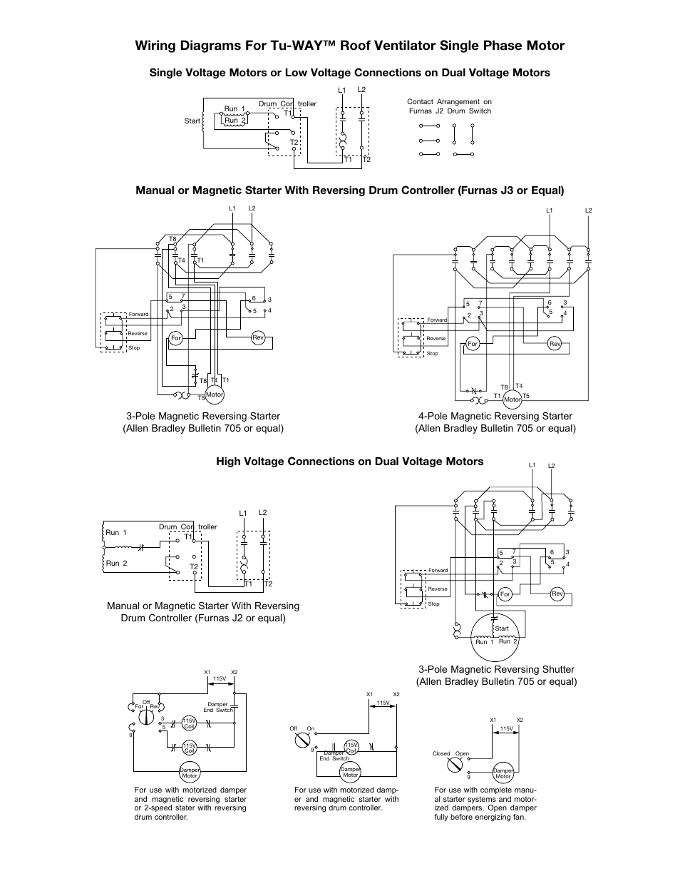 High voltage connections on dual voltage motors | Aerovent IM-125 User Manual | Page 2 / 4