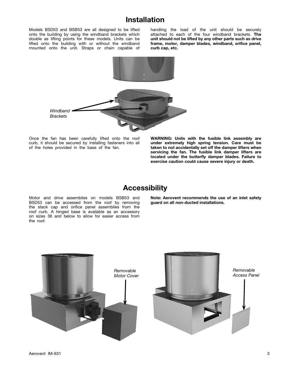 Installation, Accessibility | Aerovent IM-631 User Manual | Page 3 / 8