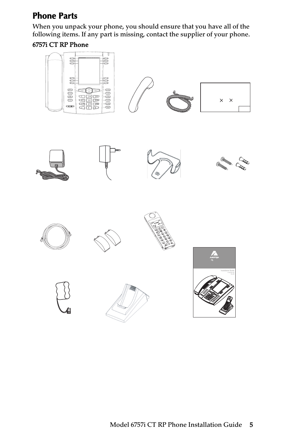 Phone parts | AASTRA 6757i CT RP User Manual | Page 11 / 48