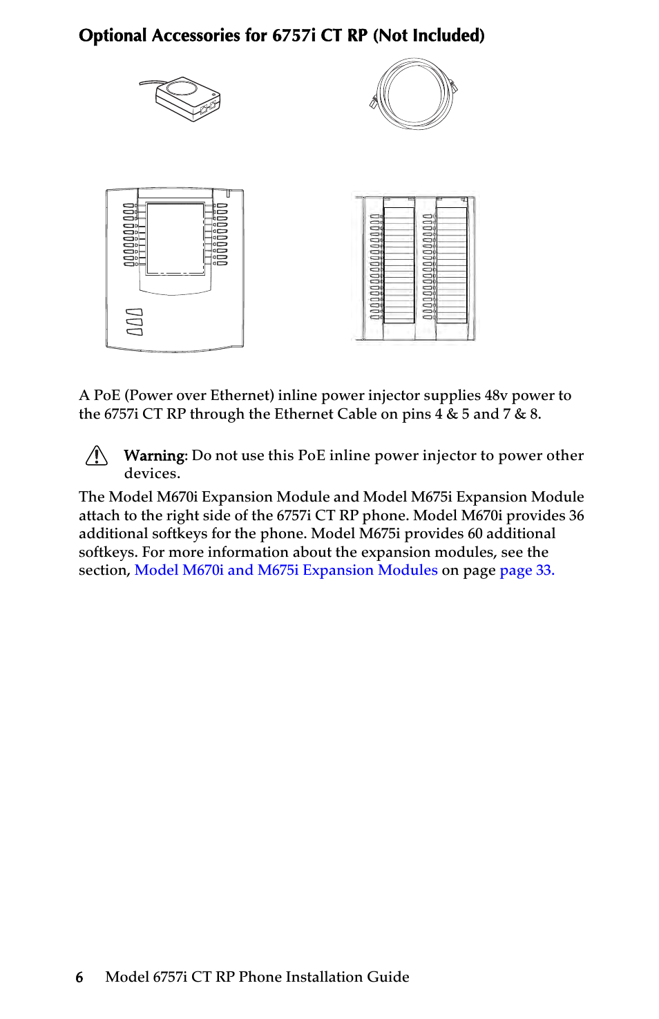 Optional accessories for, Phone parts | AASTRA 6757i CT RP User Manual | Page 12 / 48