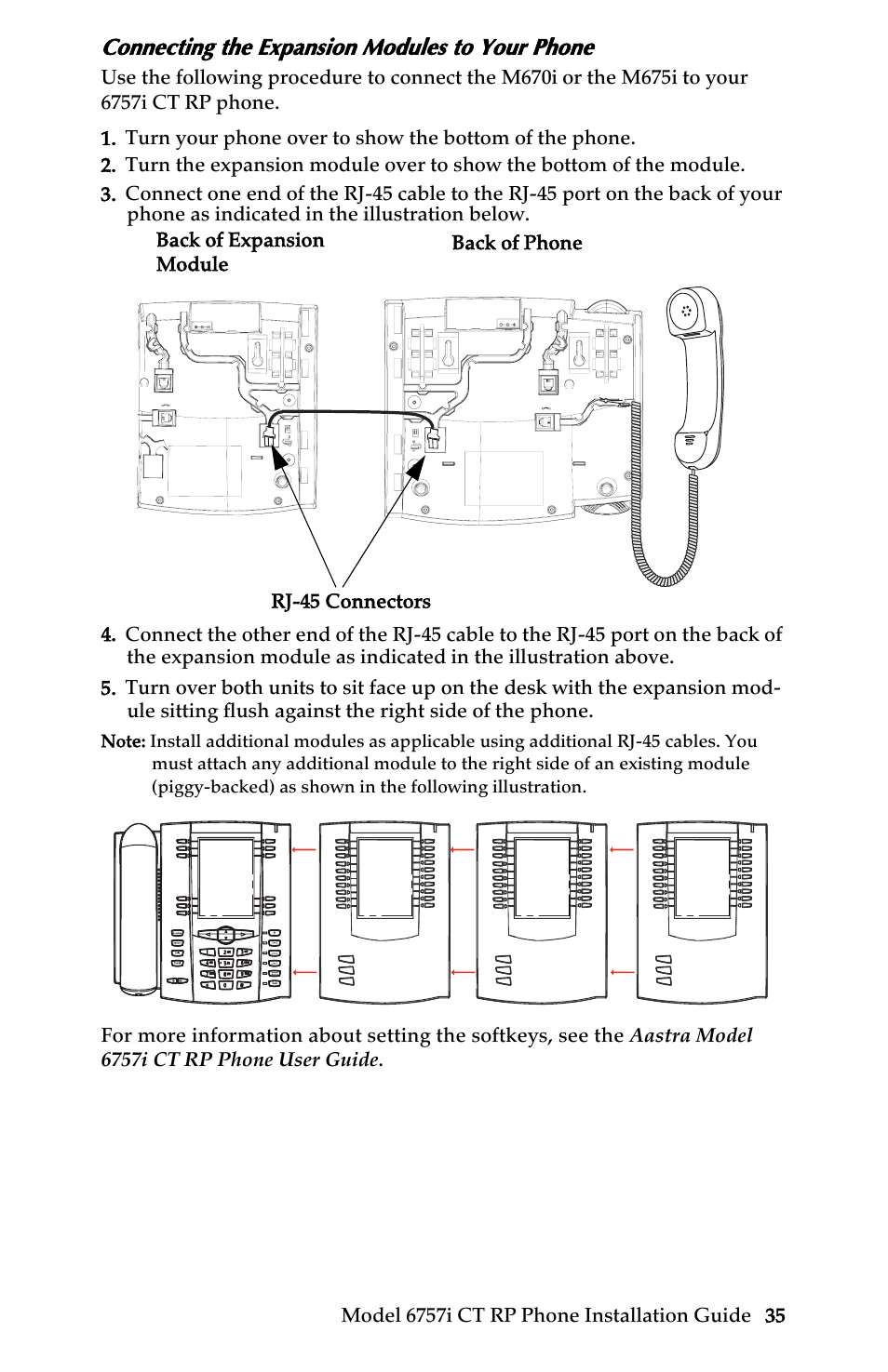 Connecting the expansion modules to your phone | AASTRA 6757i CT RP User Manual | Page 41 / 48
