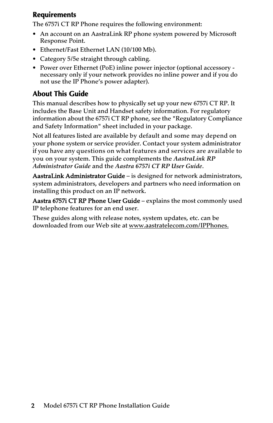 Requirements, About this guide, Requirements about this guide | Introduction | AASTRA 6757i CT RP User Manual | Page 8 / 48