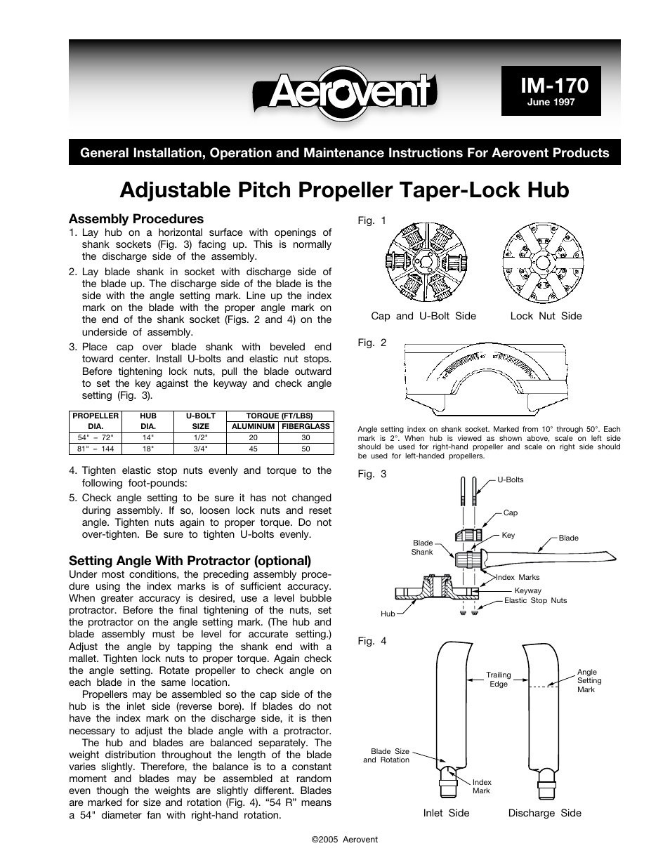 Aerovent IM-170 User Manual | 2 pages