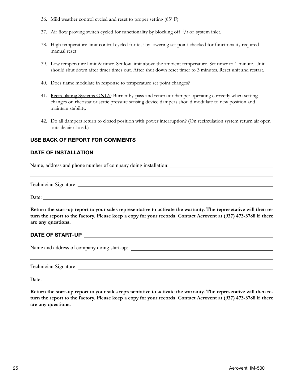 Aerovent IM-500 User Manual | Page 25 / 28