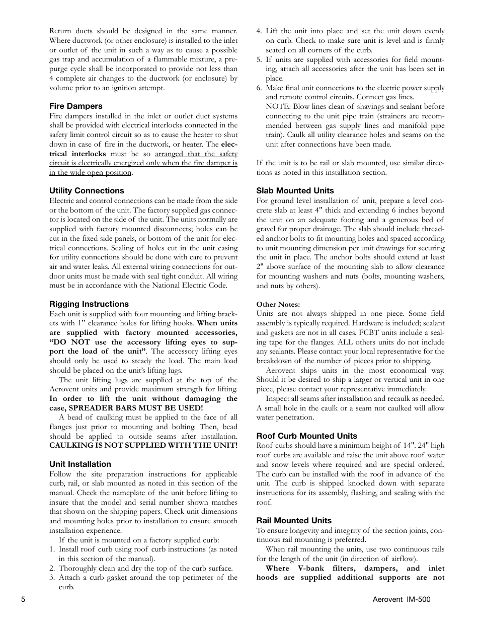 Aerovent IM-500 User Manual | Page 5 / 28