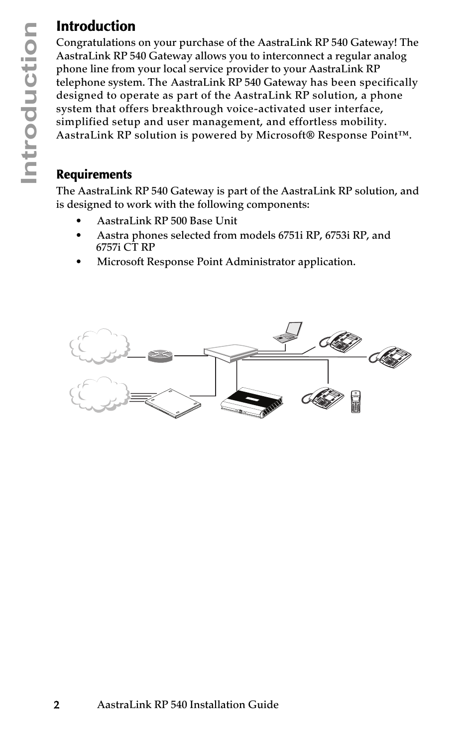 Introduction, Requirements, 2aastralink rp 540 installation guide | Aastra Telecom AastraLink RP 540 User Manual | Page 8 / 16