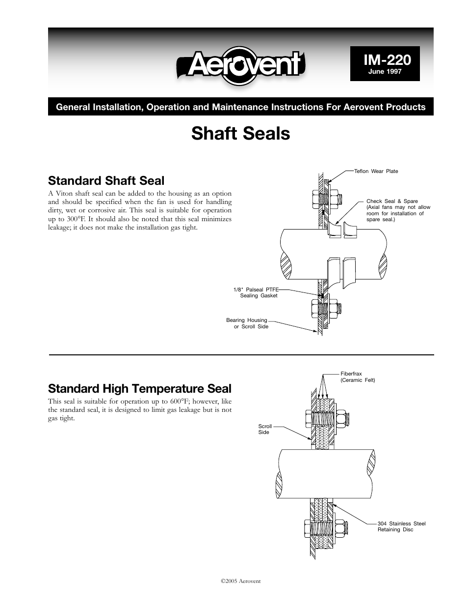 Aerovent IM-220 User Manual | 2 pages