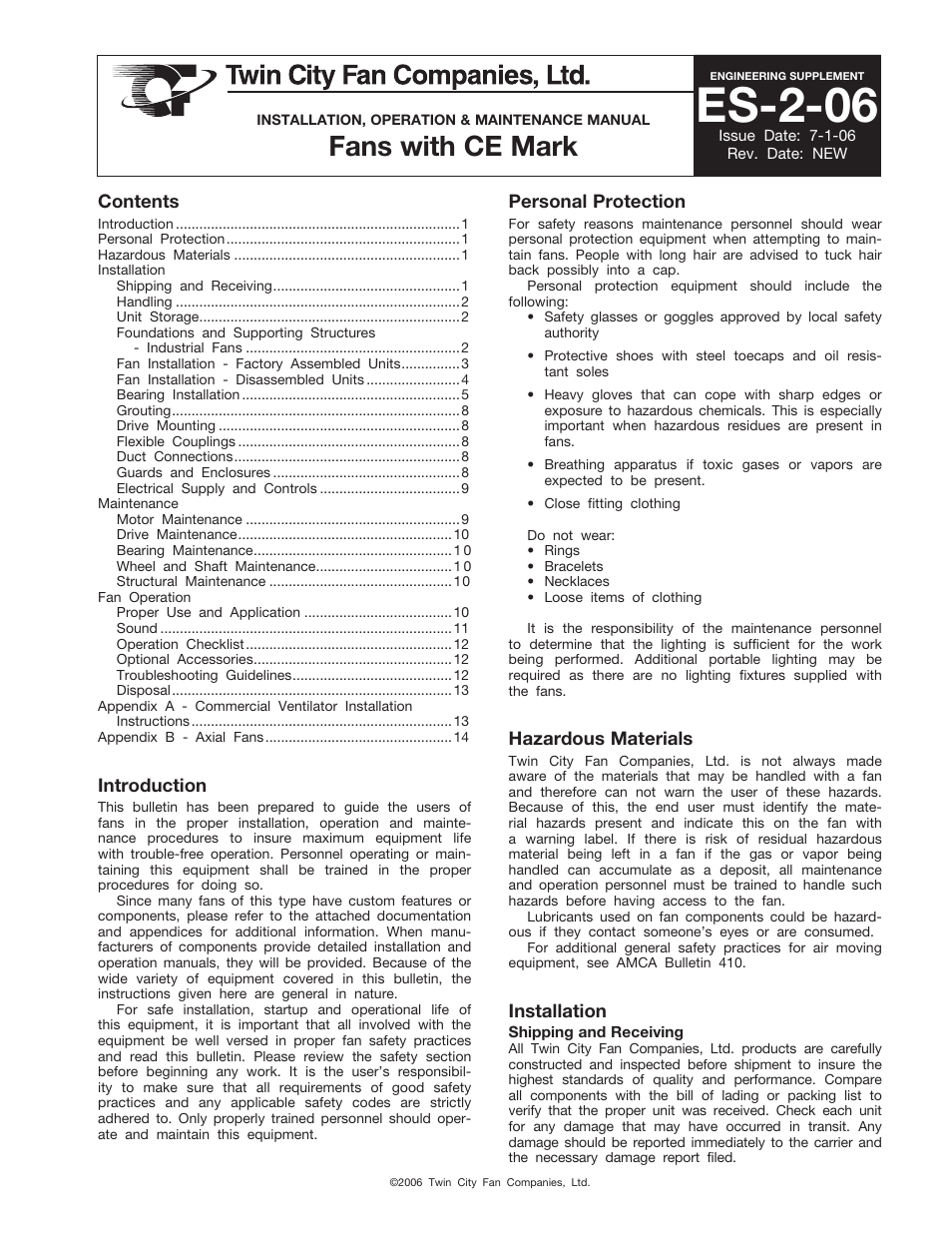 Aerovent ES-2-06 User Manual | 16 pages