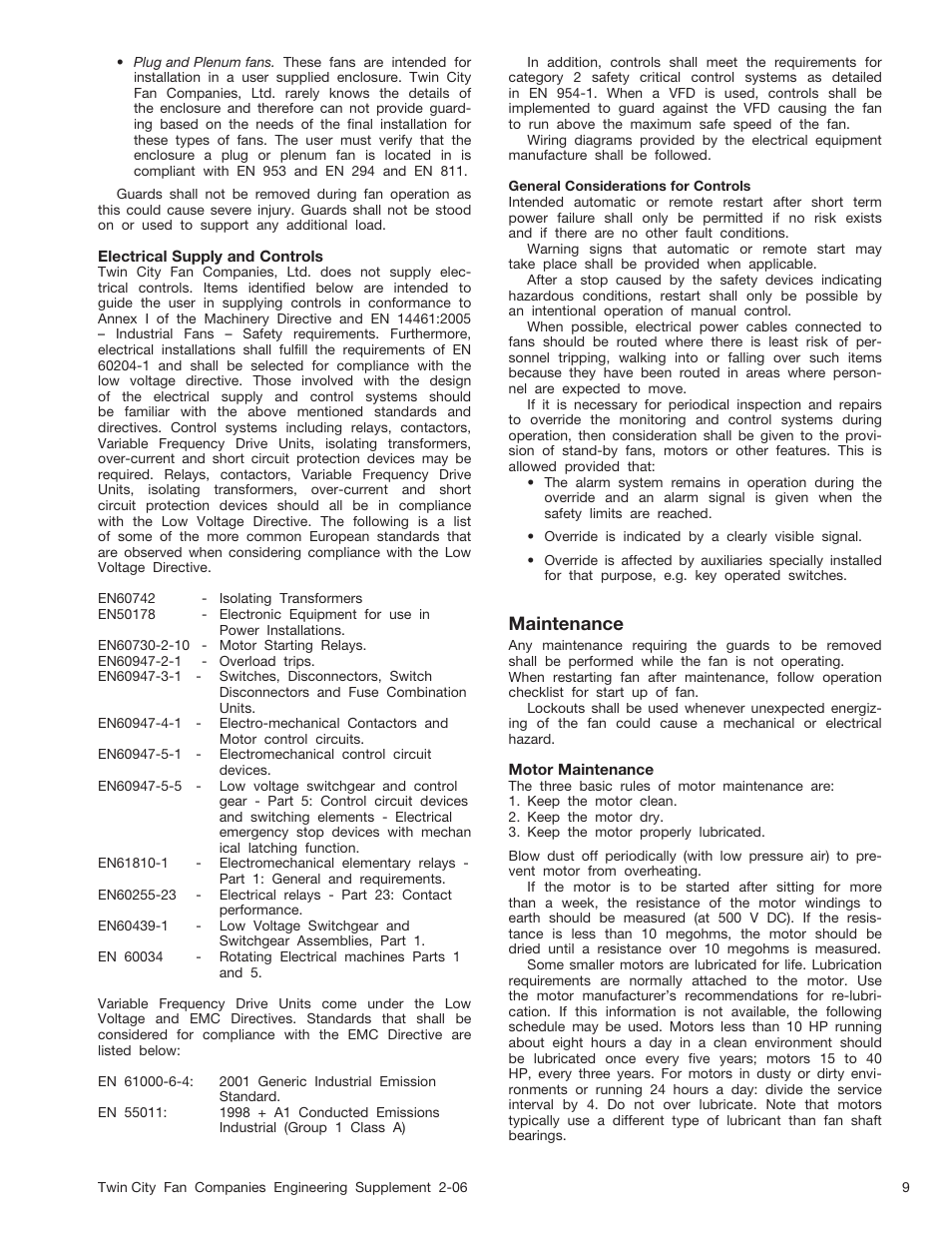 Maintenance | Aerovent ES-2-06 User Manual | Page 9 / 16