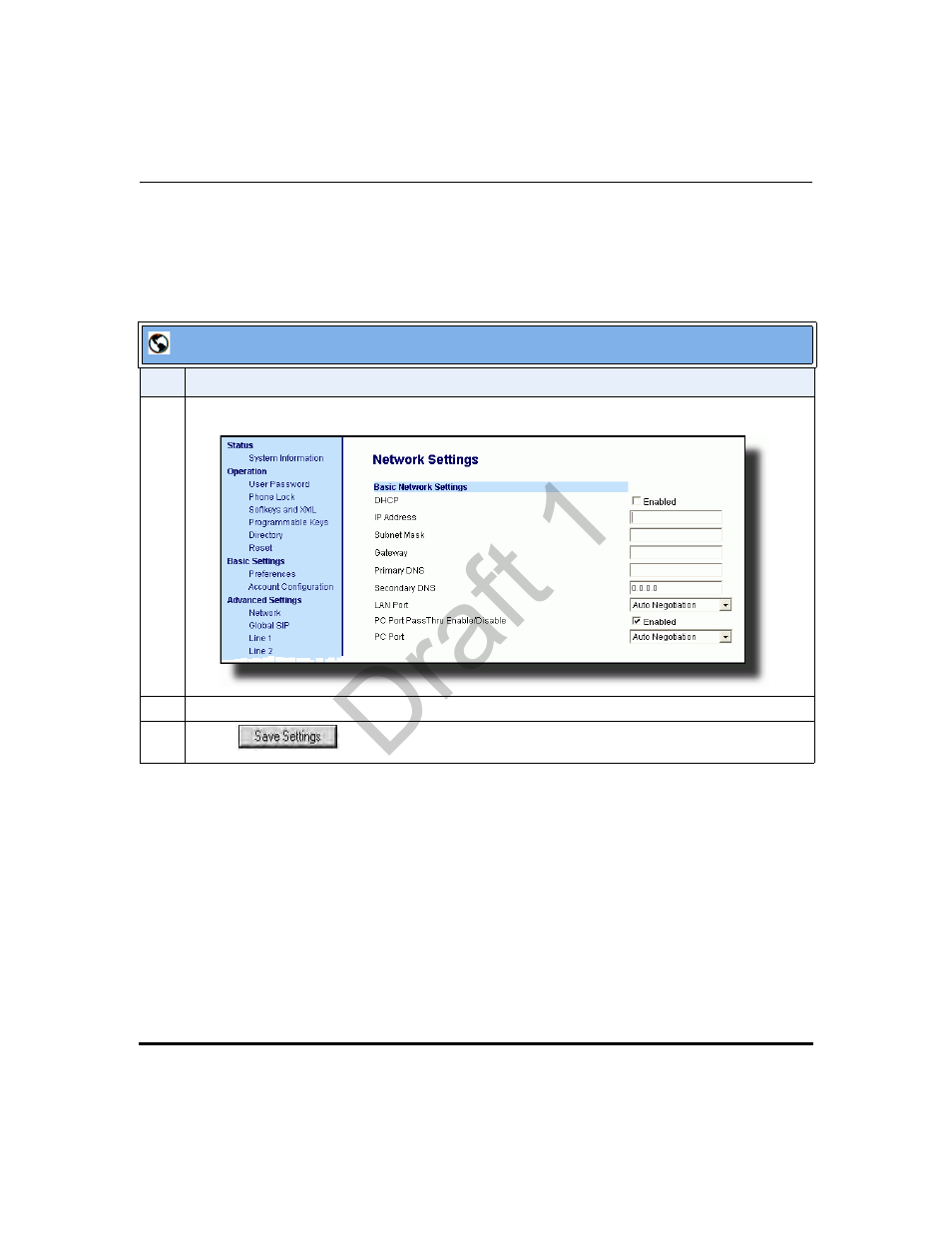 Enabling/disabling dhcp using the aastra web ui, Draft 1 | Aastra Telecom 9480i Series User Manual | Page 189 / 1184
