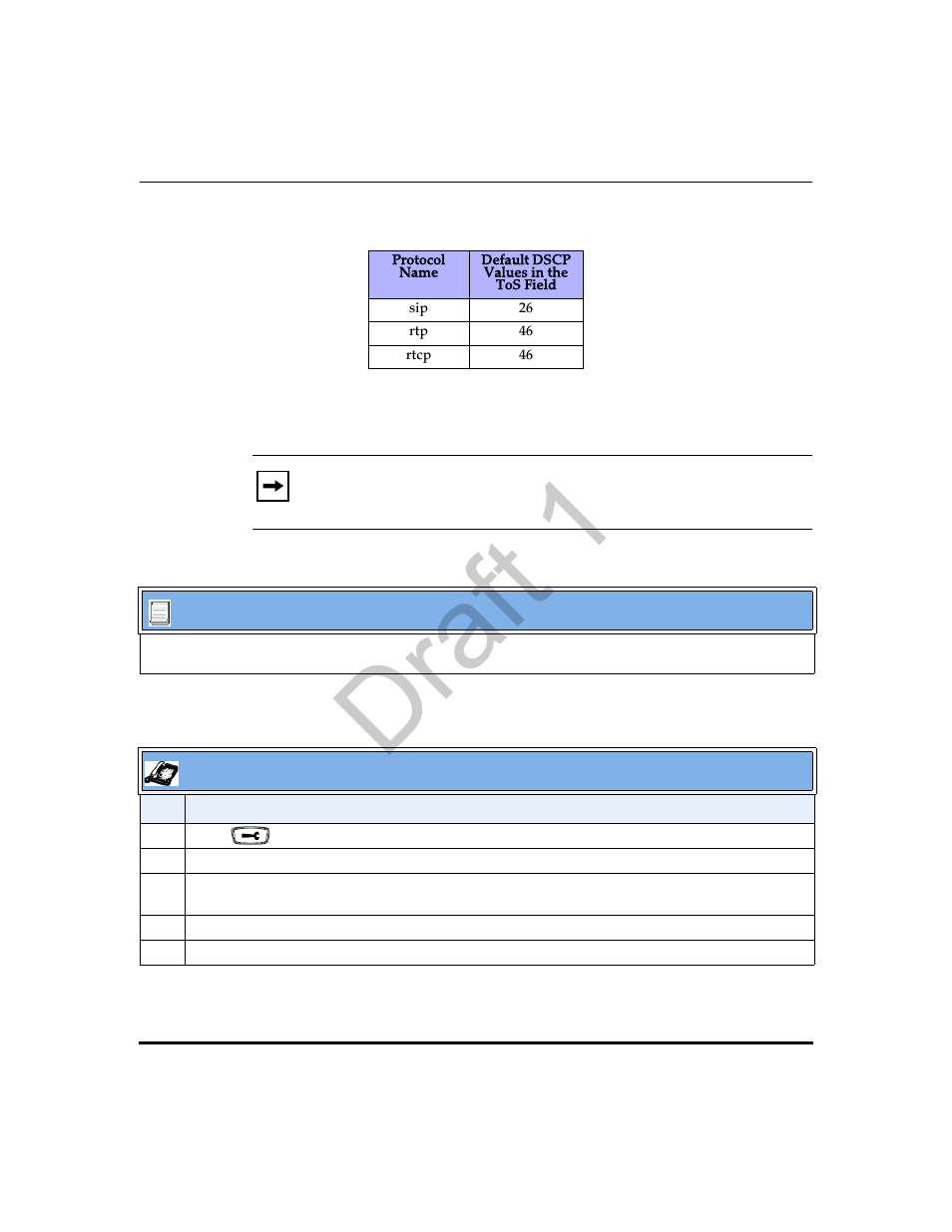 Configuring type of service (tos)/dscp (optional), Draft 1 | Aastra Telecom 9480i Series User Manual | Page 239 / 1184