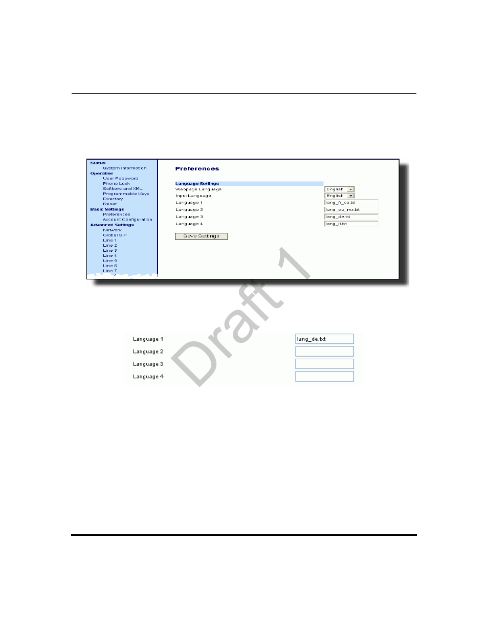 Loading language packs via the aastra web ui, Draft 1 | Aastra Telecom 9480i Series User Manual | Page 334 / 1184