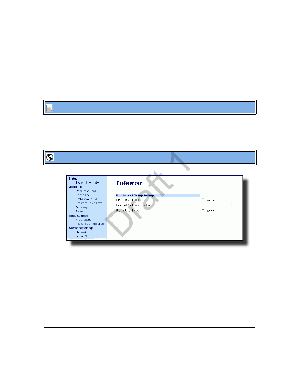 Enabling/disabling directed call pickup, Draft 1 | Aastra Telecom 9480i Series User Manual | Page 430 / 1184