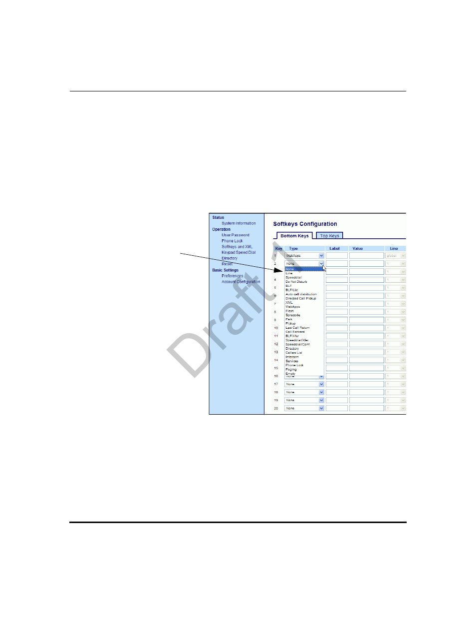 Customizing the key type list in the aastra web ui, Draft 1 | Aastra Telecom 9480i Series User Manual | Page 462 / 1184