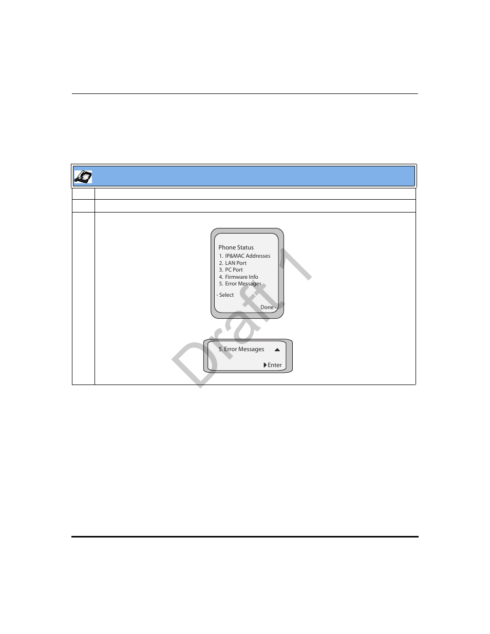 Viewing the error messages using the ip phone ui, Draft 1 | Aastra Telecom 9480i Series User Manual | Page 762 / 1184