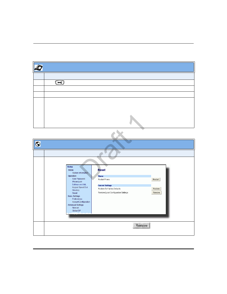 How do i erase the phone’s local configuration, Draft 1 | Aastra Telecom 9480i Series User Manual | Page 770 / 1184