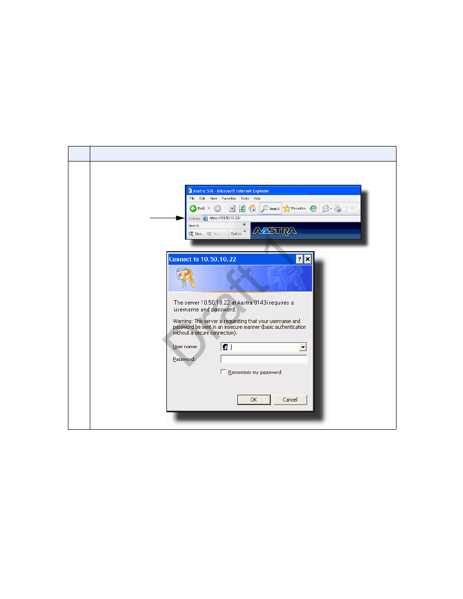 Accessing the aastra web ui, Draft 1 | Aastra Telecom 9480i Series User Manual | Page 80 / 1184
