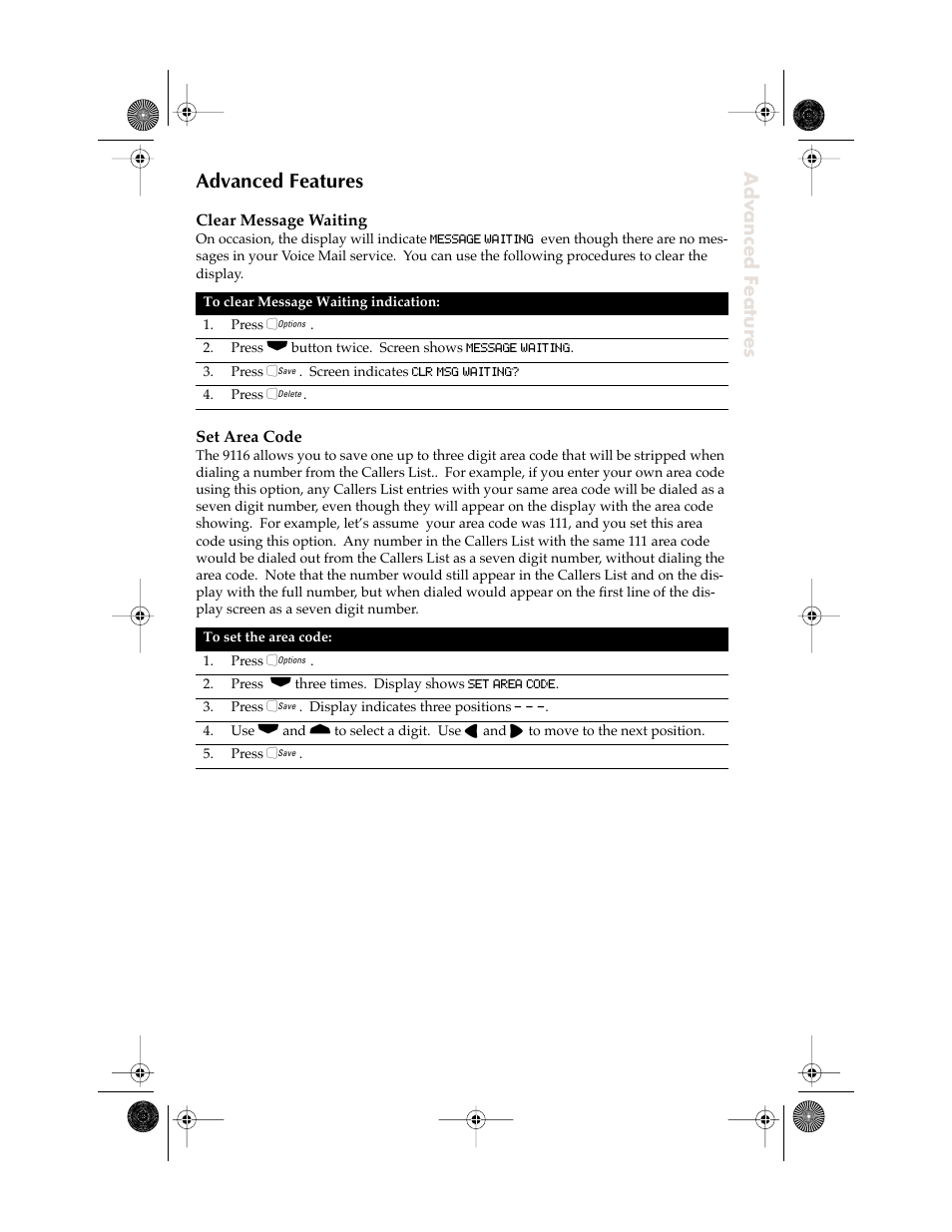 Advanced features | Aastra Telecom 9116 User Manual | Page 21 / 26