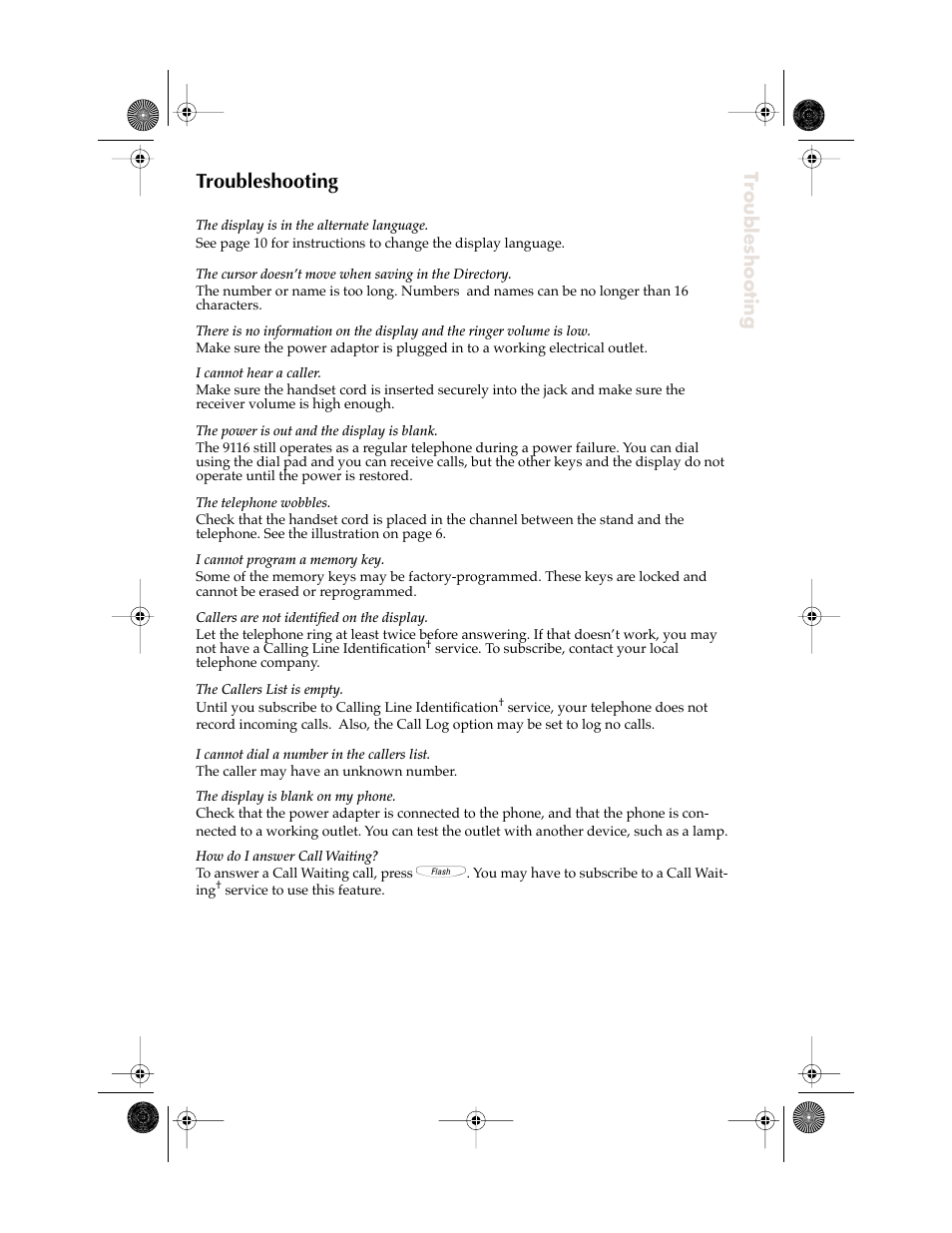 Troubleshooting | Aastra Telecom 9116 User Manual | Page 23 / 26