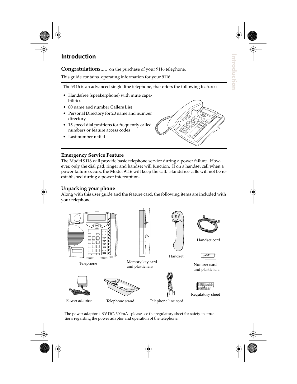Introduction | Aastra Telecom 9116 User Manual | Page 3 / 26