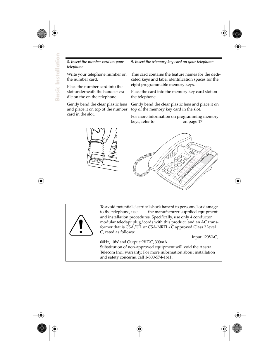 Basic installation | Aastra Telecom 9116 User Manual | Page 8 / 26