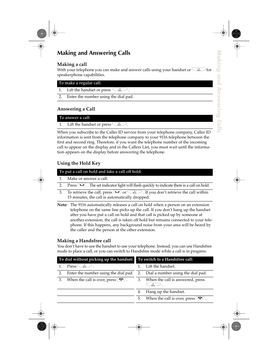 Making and answering calls | Aastra Telecom 9116 User Manual | Page 9 / 26