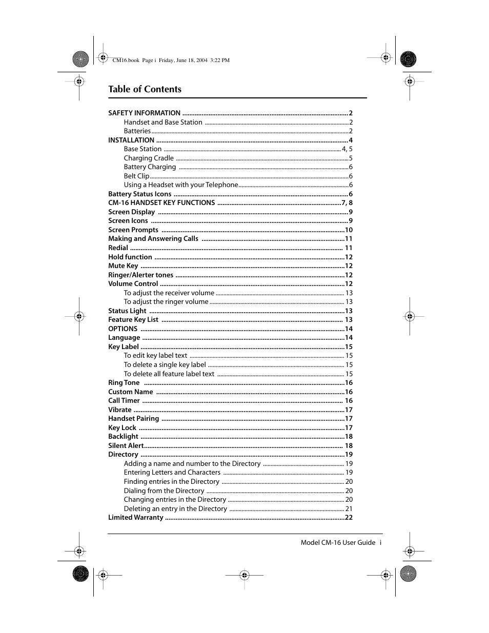 Aastra Telecom CM-16 User Manual | Page 2 / 28