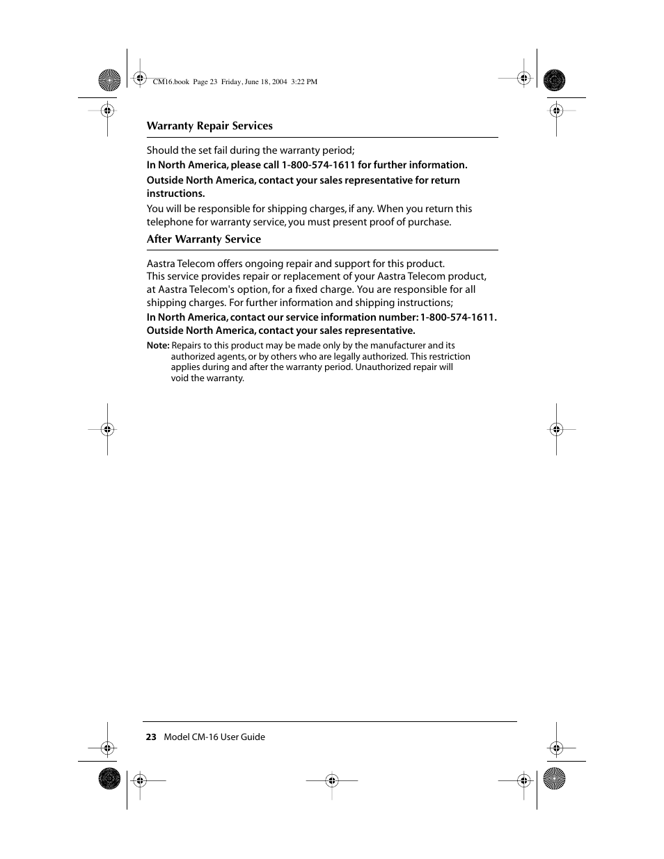 Aastra Telecom CM-16 User Manual | Page 24 / 28