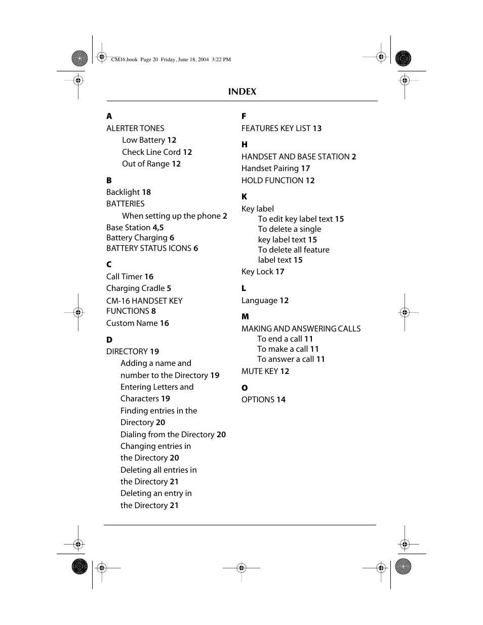Aastra Telecom CM-16 User Manual | Page 26 / 28