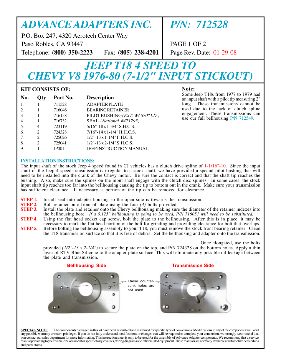 Advance Adapters 712528 User Manual | 2 pages