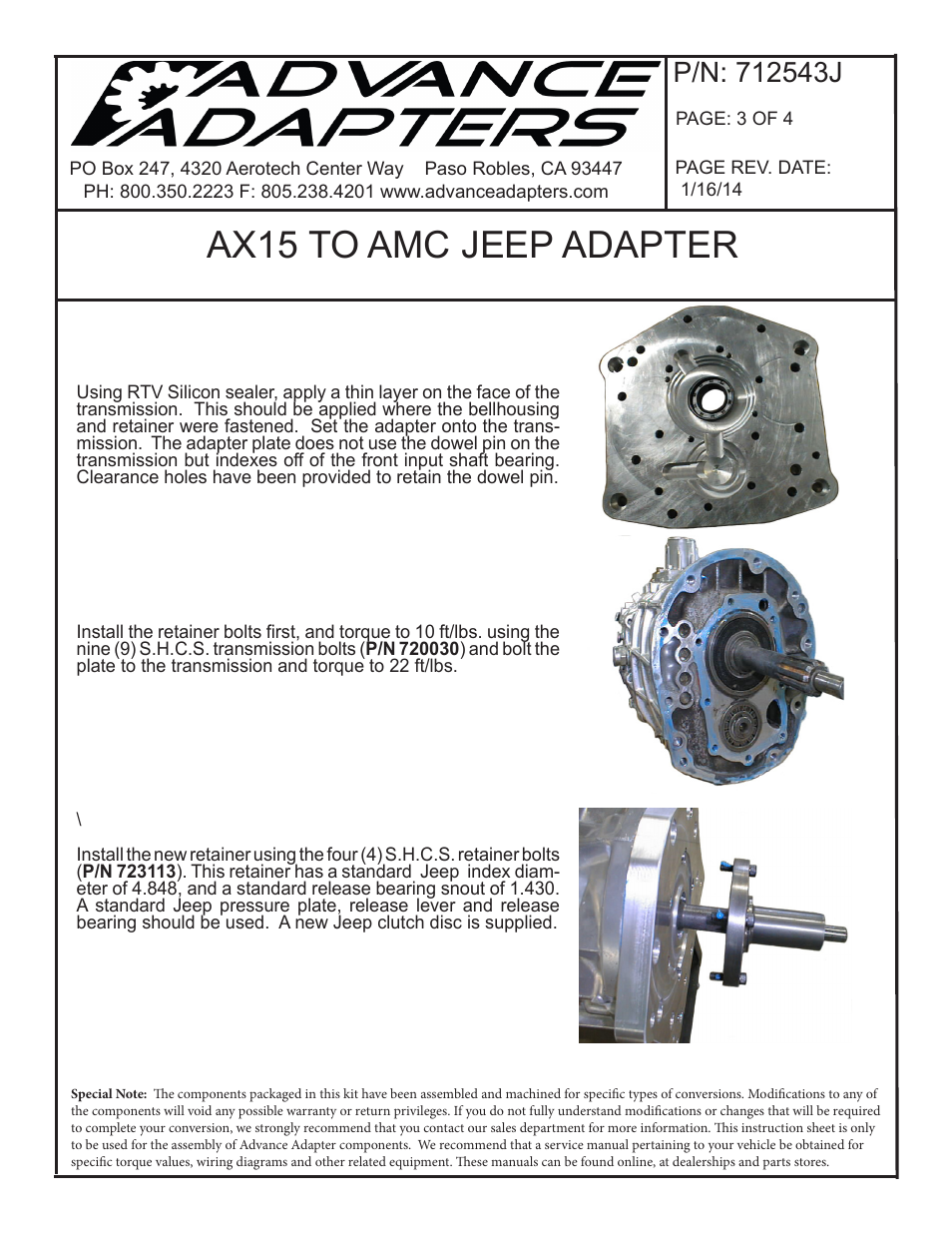 Ax15 to amc jeep adapter | Advance Adapters 712543J User Manual | Page 3 / 4