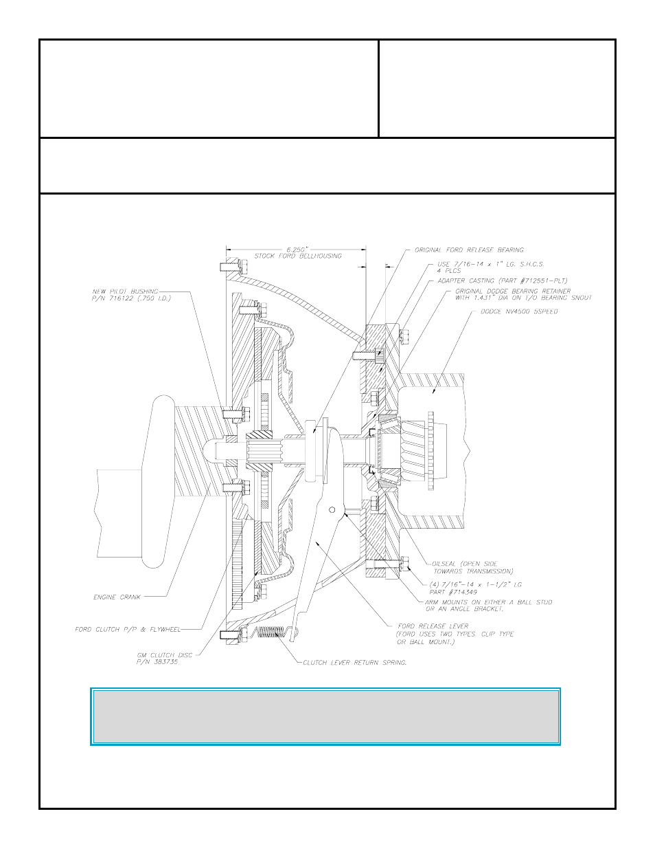 Dodge gas design nv4500 trans to ford bellhousing | Advance Adapters 712551 User Manual | Page 2 / 2