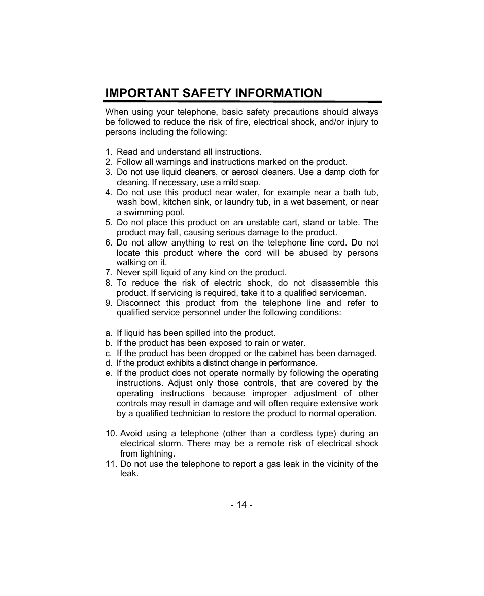 Important safety information | Aastra Telecom BE-100HT User Manual | Page 14 / 14