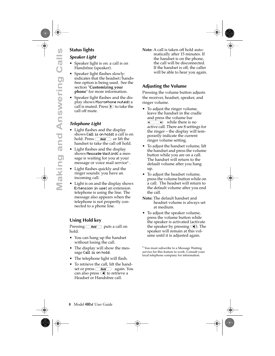 Making and answering calls | Aastra Telecom 480E User Manual | Page 10 / 24