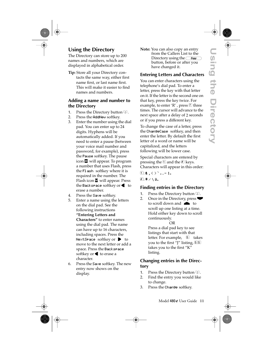 Using the directory | Aastra Telecom 480E User Manual | Page 13 / 24