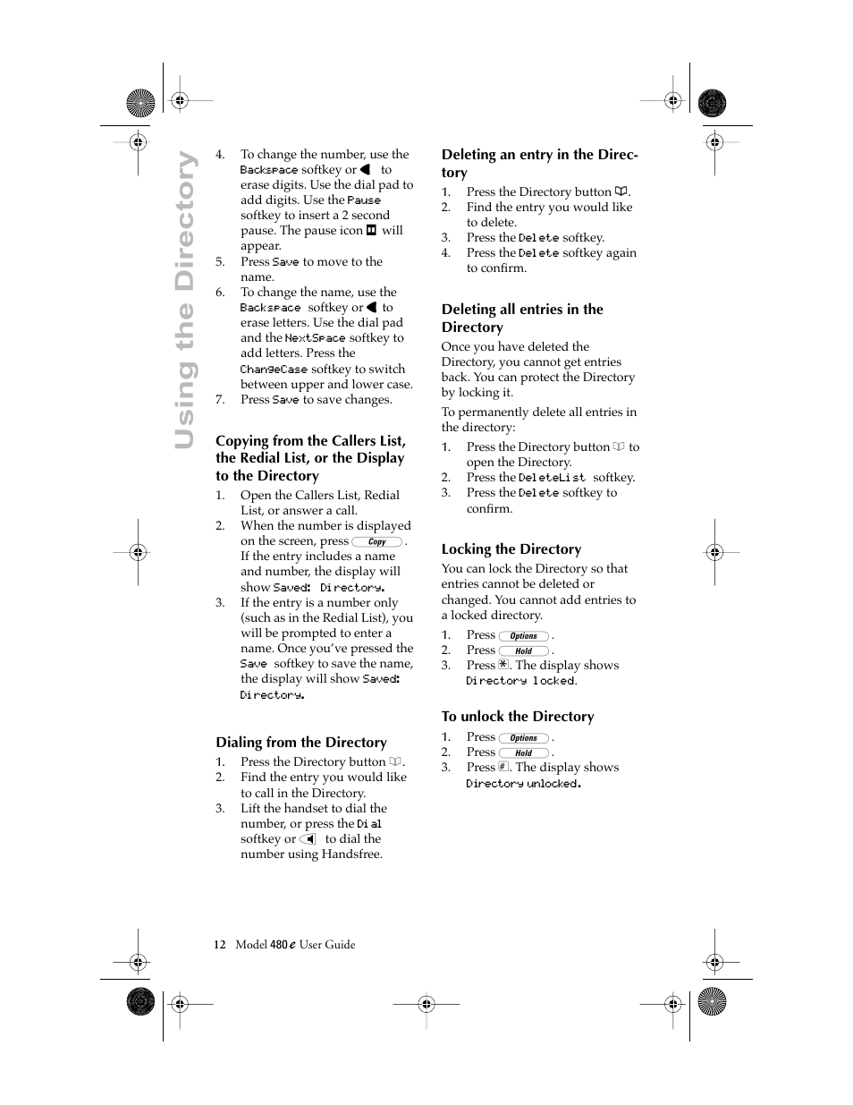 Using the directory | Aastra Telecom 480E User Manual | Page 14 / 24