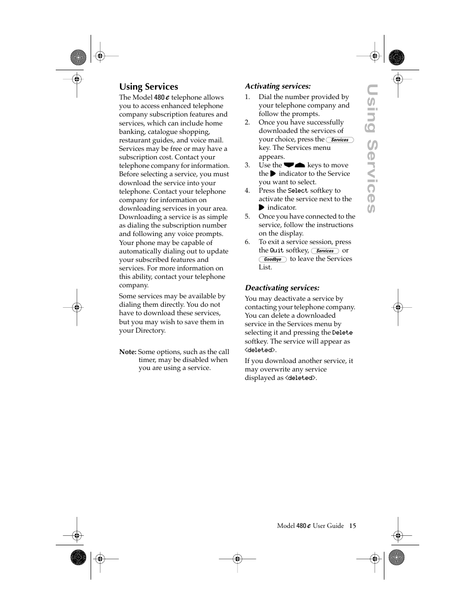 Using services | Aastra Telecom 480E User Manual | Page 17 / 24