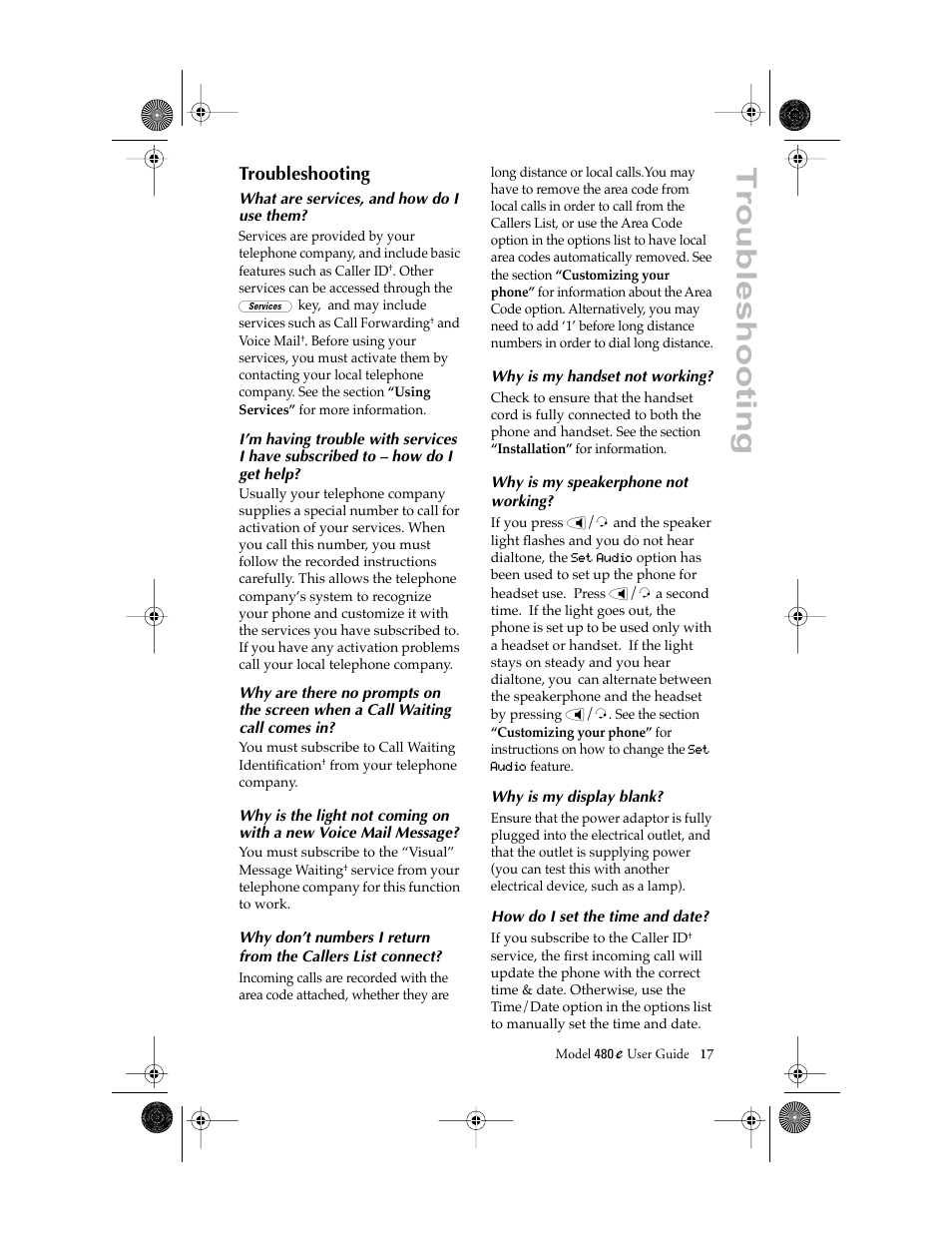 Troubleshooting | Aastra Telecom 480E User Manual | Page 19 / 24