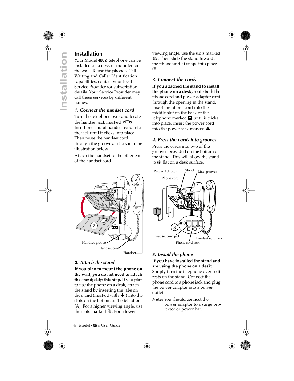 Installation | Aastra Telecom 480E User Manual | Page 6 / 24