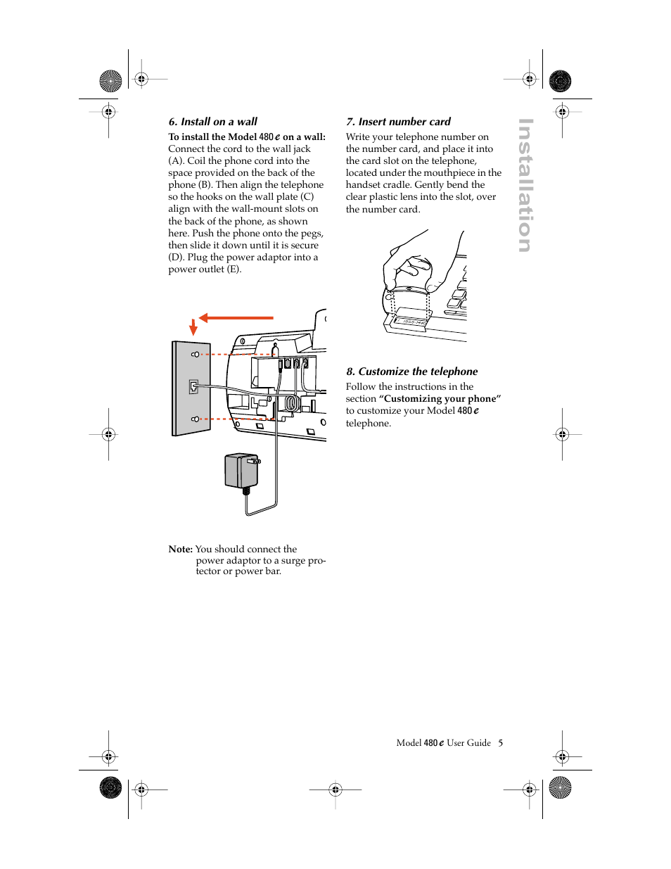 Installation | Aastra Telecom 480E User Manual | Page 7 / 24