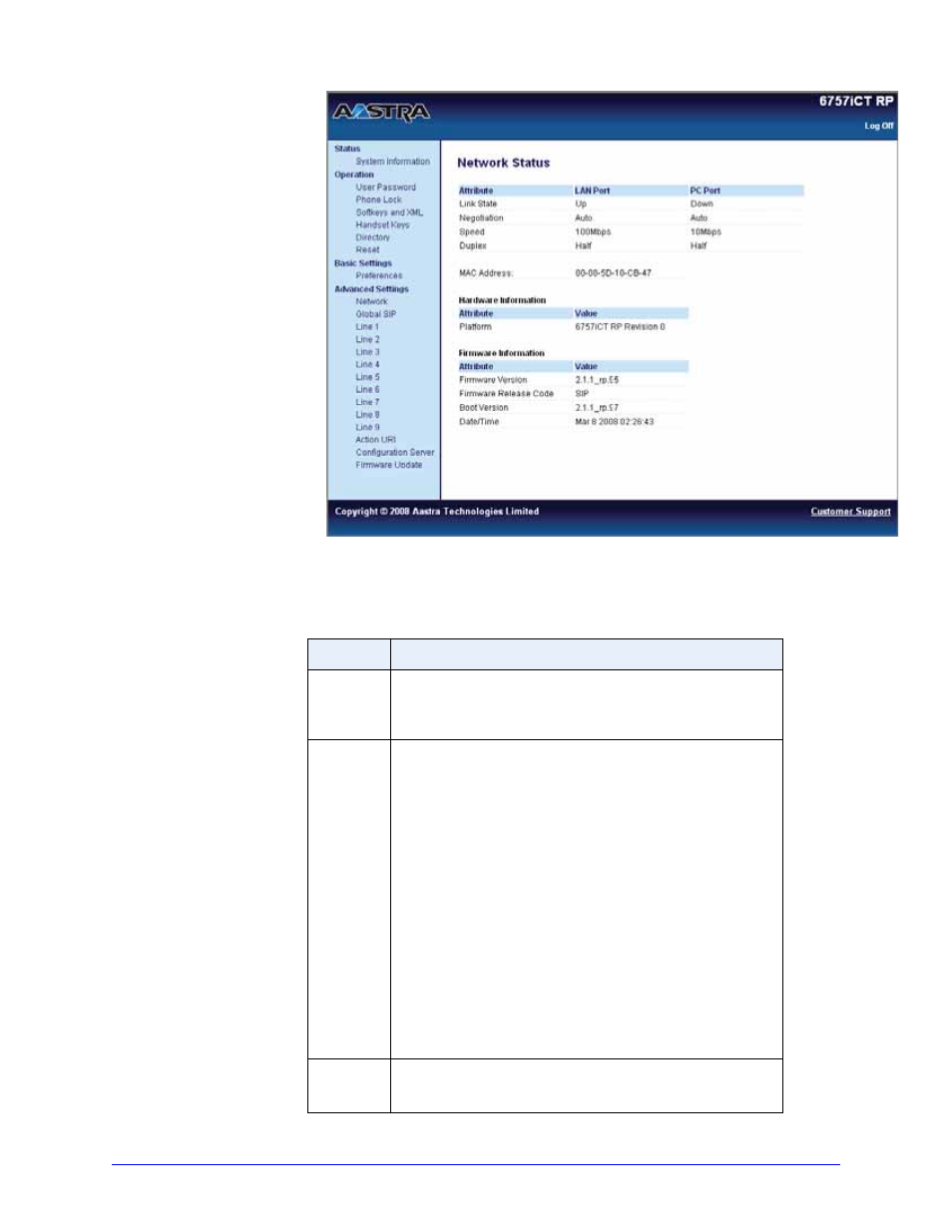 Setting options via the aastra web ui | Aastra Telecom 6753i R User Manual | Page 58 / 80