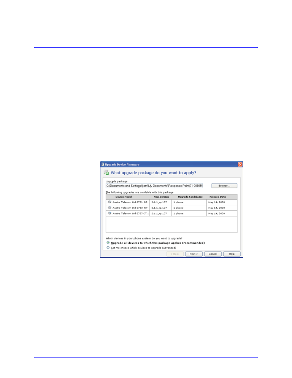 Phone and gateway upgrades, Upgrade all device firmware using administrator, Upgrading the aastralink rp solution | Aastra Telecom 6753i R User Manual | Page 61 / 80