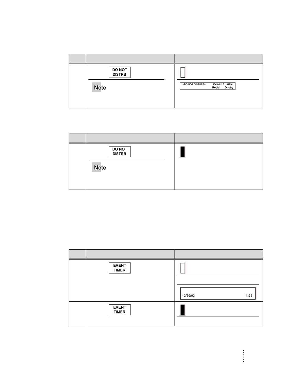 Activate do not disturb, Deactivate do not disturb, Event timer display | Use the event timer | Aastra Telecom ITE-760 User Manual | Page 61 / 111