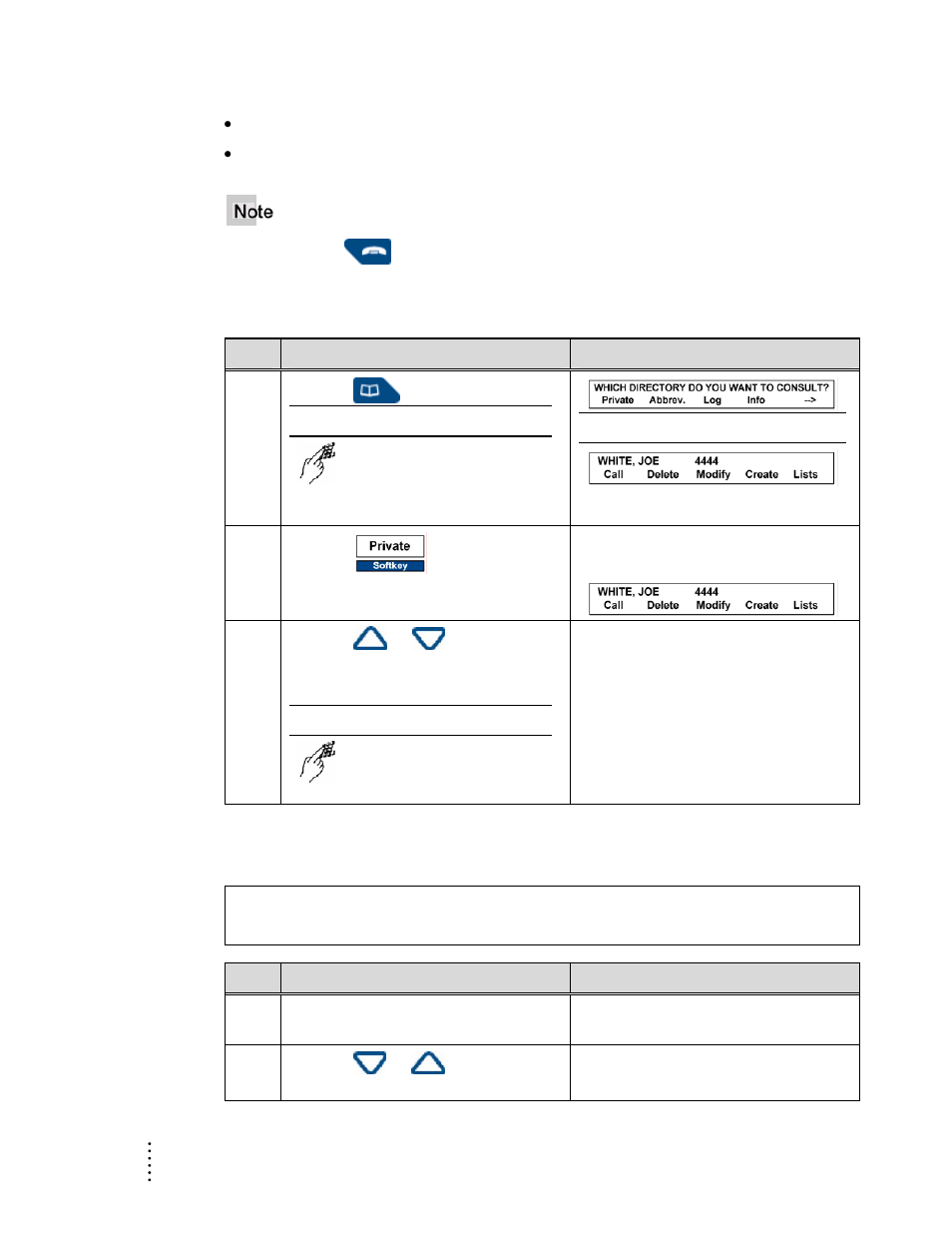 Access the private directory, Search by name in the private directory | Aastra Telecom ITE-760 User Manual | Page 82 / 111