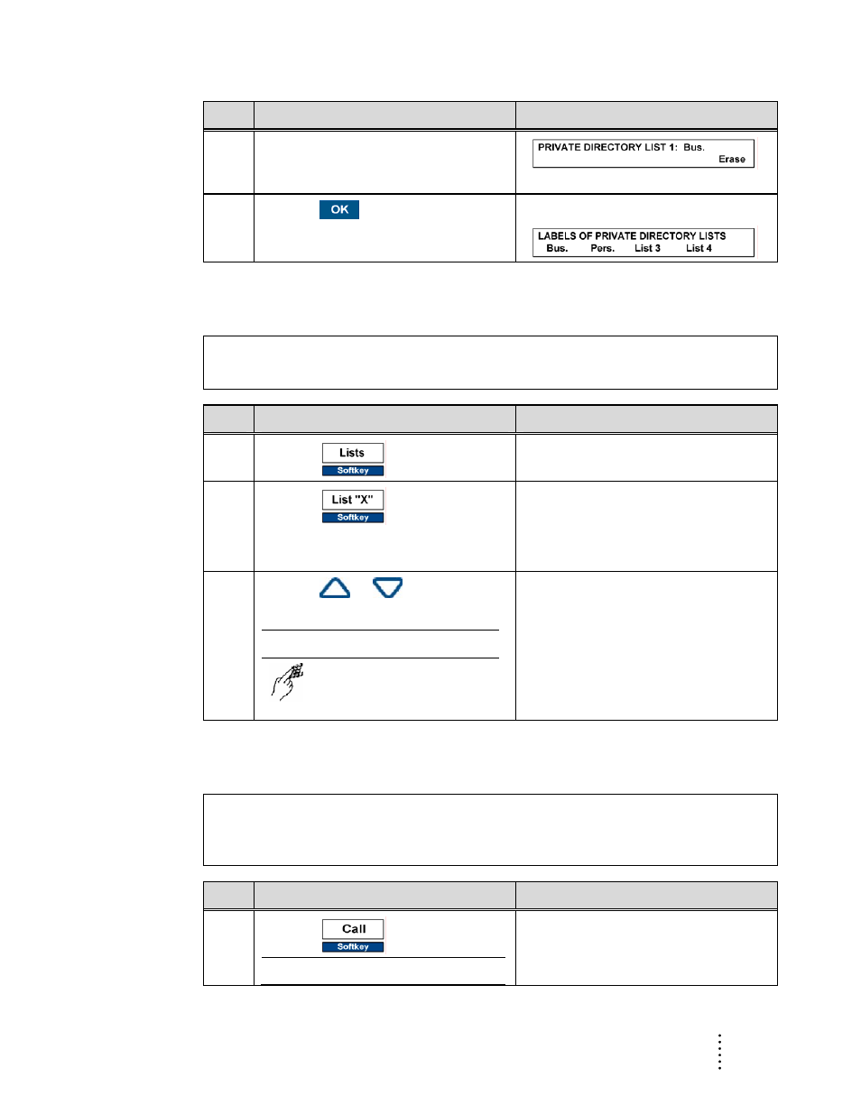 Search in a list in the private directory, Place a call from the private directory | Aastra Telecom ITE-760 User Manual | Page 85 / 111