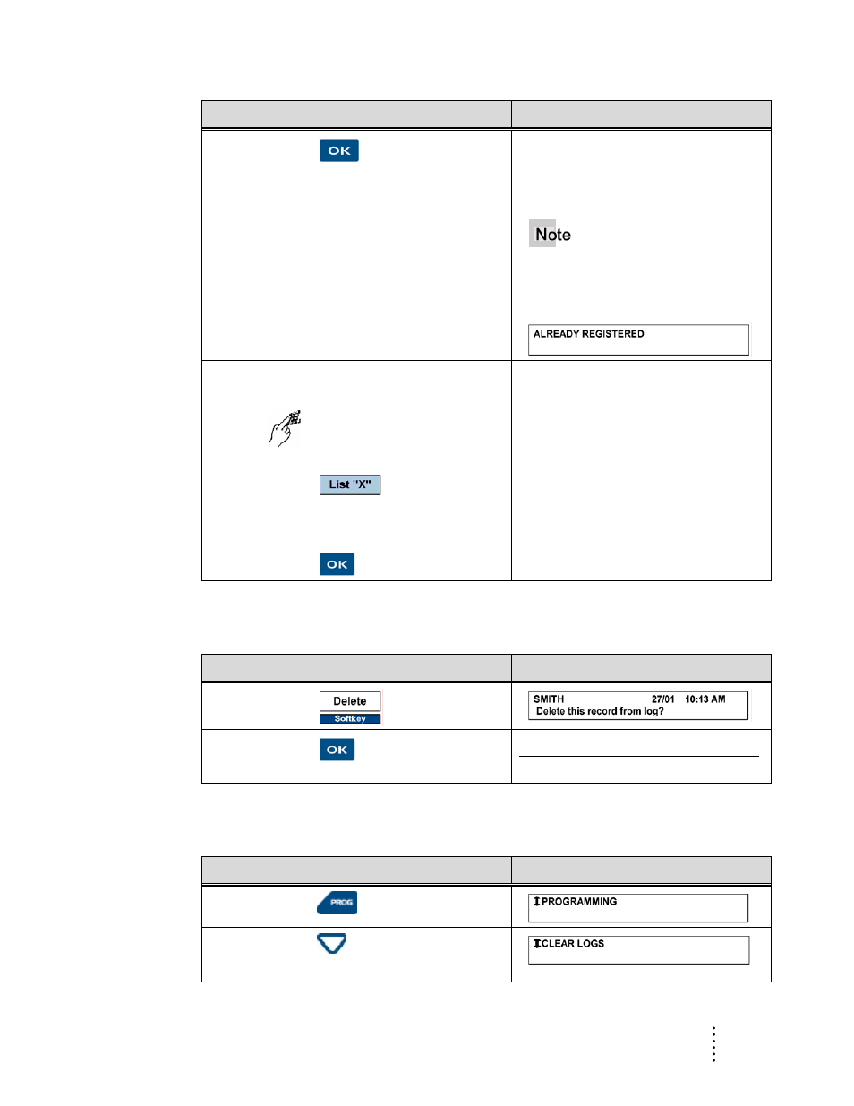 Delete a record from the outgoing calls log, Delete the entire lnr calls log | Aastra Telecom ITE-760 User Manual | Page 95 / 111