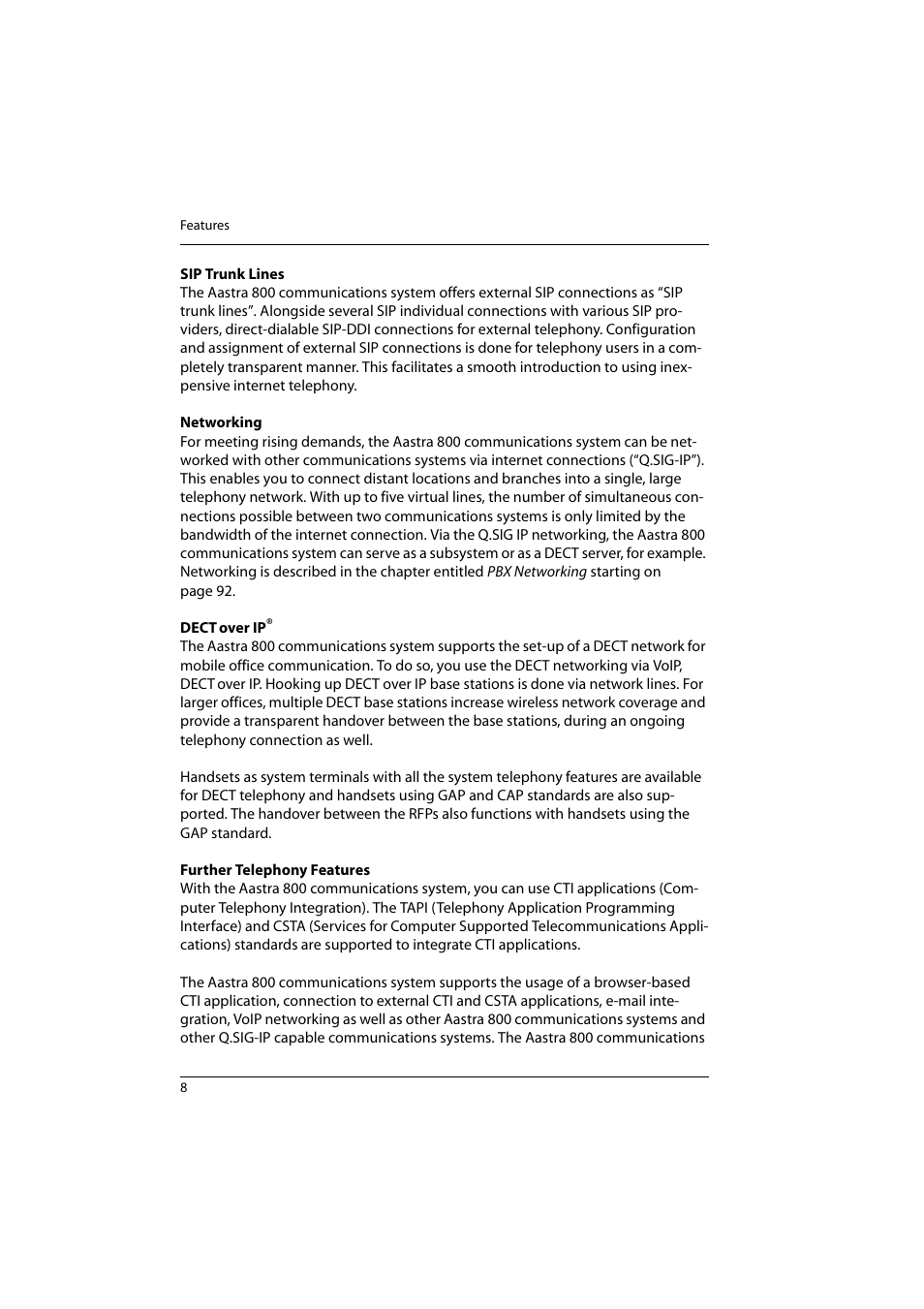 Aastra Telecom 800 User Manual | Page 10 / 136