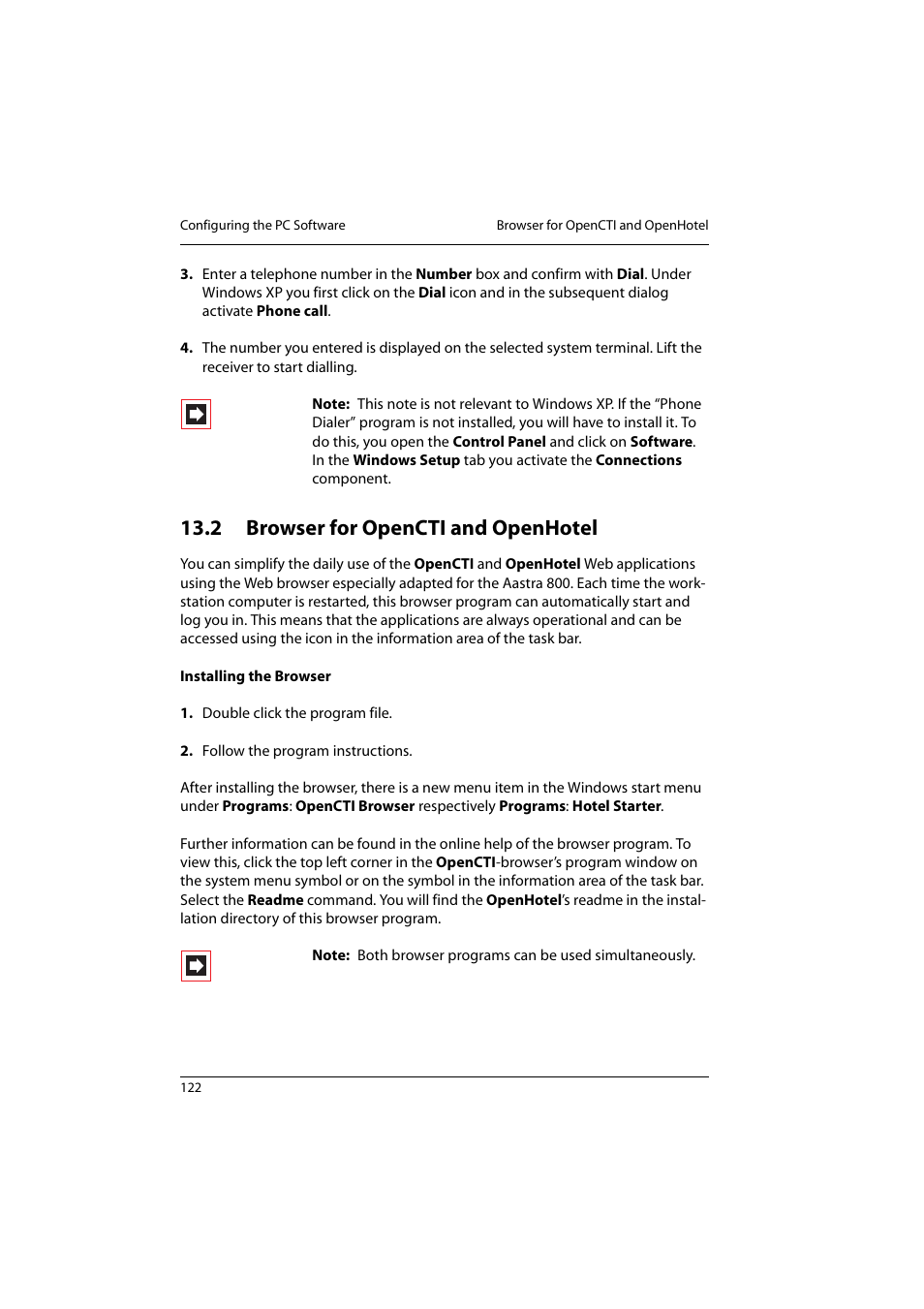 2 browser for opencti and openhotel, Browser for opencti and openhotel | Aastra Telecom 800 User Manual | Page 124 / 136