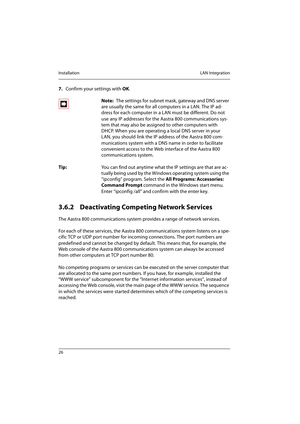 2 deactivating competing network services, Deactivating competing network services | Aastra Telecom 800 User Manual | Page 28 / 136