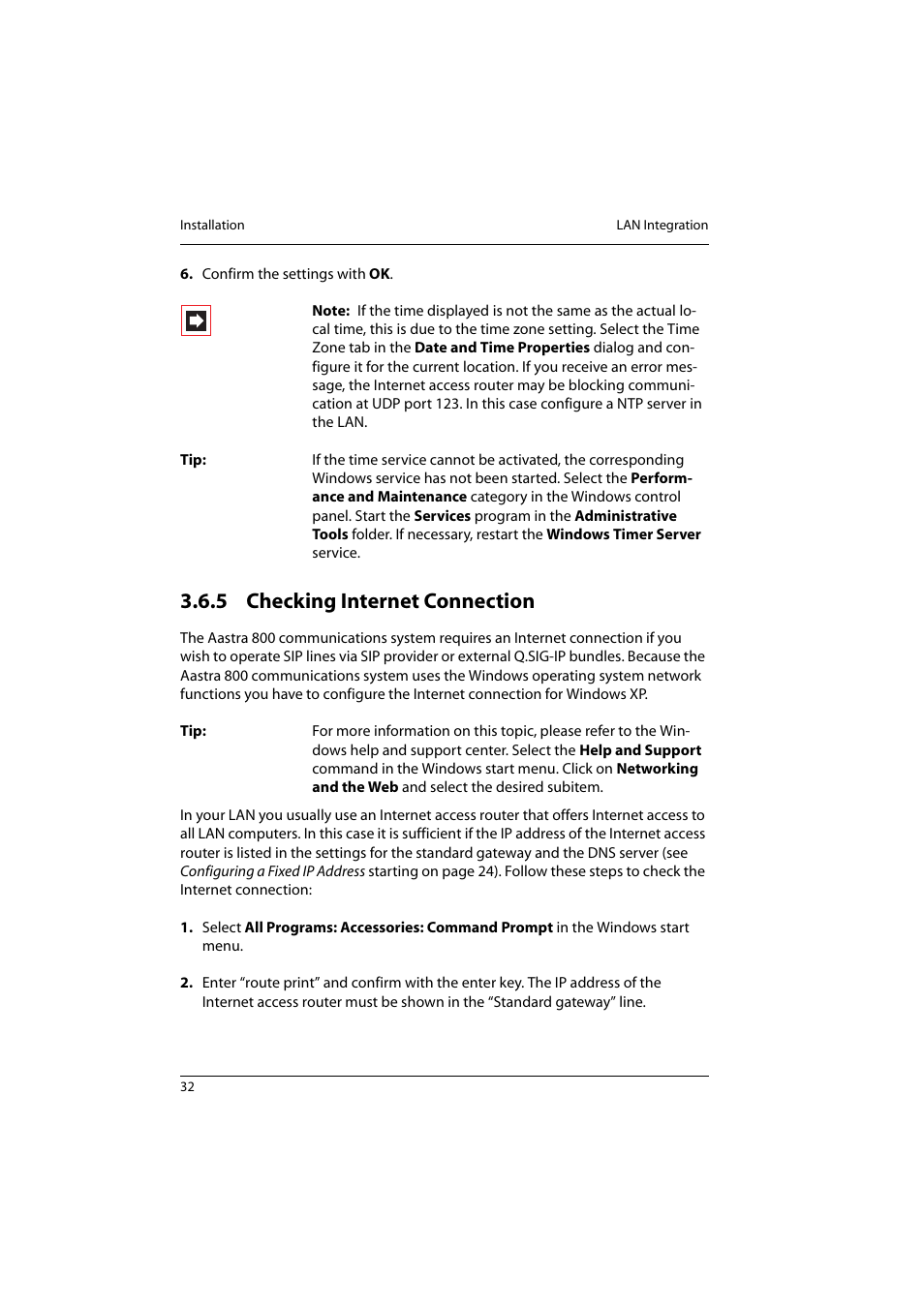 5 checking internet connection, Checking internet connection | Aastra Telecom 800 User Manual | Page 34 / 136